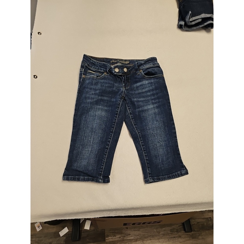 American Eagle Shorts Bottoms Cropped Blue Denim Bermuda "Artist" Woman's Size 0